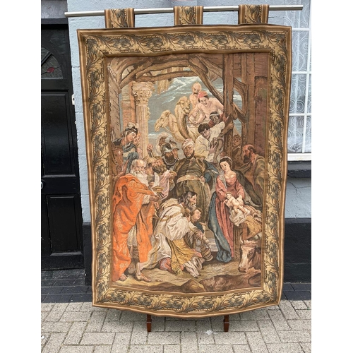 47 - AFTER P.P RUBENS, ‘ADORATION OF THE MAGI’, a large hanging wall tapestry, Flemish, 20th century, in ... 