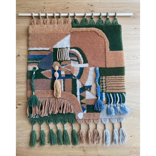 74 - A HAND WOVEN WOOL TRIBAL – BEDOUIN WALL HANGING ART WORK, purchased from an art gallery in Kuwait in... 