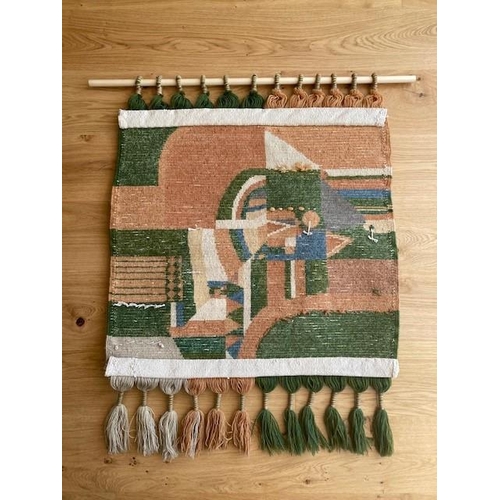 74 - A HAND WOVEN WOOL TRIBAL – BEDOUIN WALL HANGING ART WORK, purchased from an art gallery in Kuwait in... 