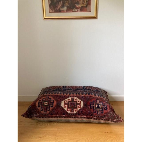 75 - A GOOD QUALITY PERSIAN RUG CUSHION, this handwoven cushion was purchased by the current owner in Teh... 