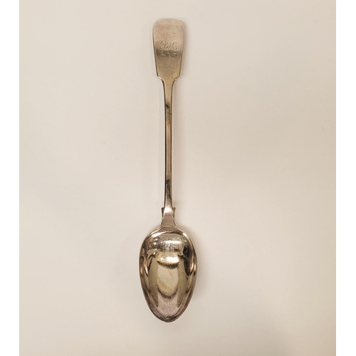 80 - A LARGE EARLY 19TH CENTURY SILVER SERVING SPOON, with good clear hallmarks; London, date letter of ‘... 