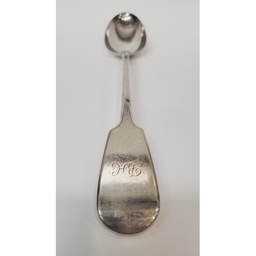 80 - A LARGE EARLY 19TH CENTURY SILVER SERVING SPOON, with good clear hallmarks; London, date letter of ‘... 