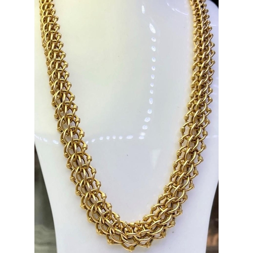 92 - A SOLID 8CT GOLD ANTIQUE FRENCH CHUNKY FANCY LINK NECKLACE, a beautiful woven link necklace, that cr... 