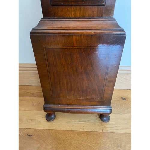 10 - A GARRARD OF LONDON ‘TEMPUS FUGIT’ MAHOGANY INALID GRANDMOTHER LONGCASE CLOCK, with engraved brass d... 