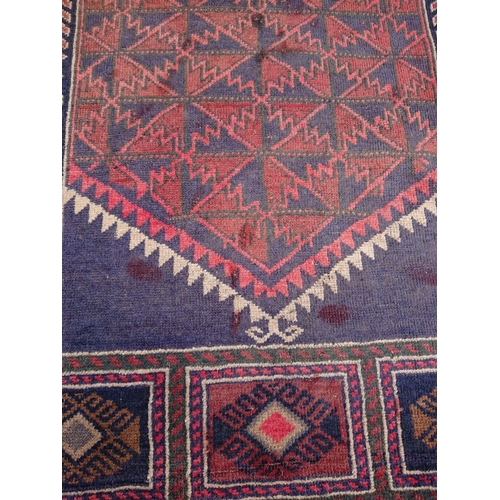 102 - AN AFGHAN PRAYER BELOUCH RUG, material: hand spun wool with natural organic dyes; design: this rug f... 