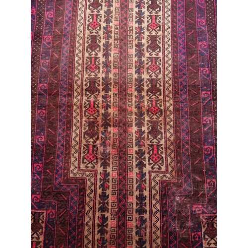 104 - A PERSIAN PRAYER RUG, material: hand spun wool with natural organic dyes; design: this rug features ... 