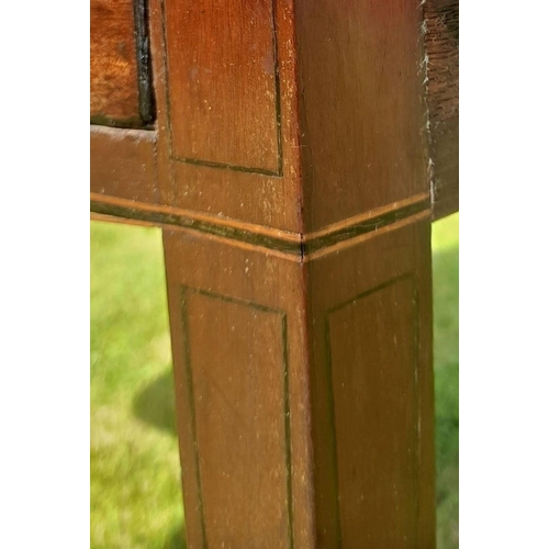 105 - A GOOD QUALITY MAHOGANY DROP LEAF PEMBROKE TABLE, with a single drawer to one end having brass swing... 