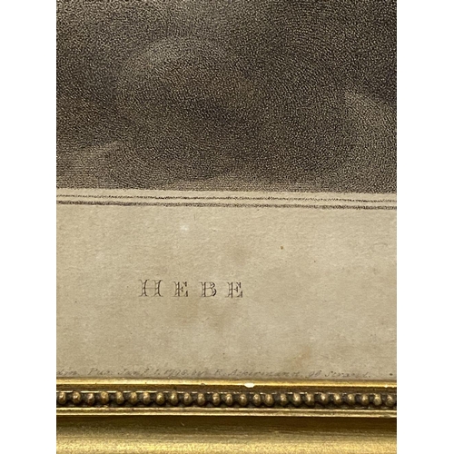 114 - AFTER RICHARD COSWAY RA (British, 1742-1821), ‘HEBE’, monochrome print reproduction, inscribed below... 