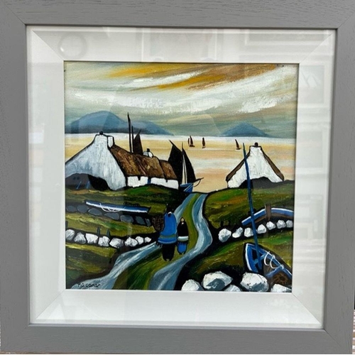 129 - P. O’ CONNOR (Irish, 20th Century), ‘SHAWLIES’, oil on canvas, signed lower left. Dimensions: 18cm x... 