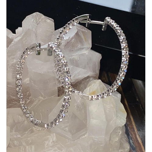 133 - A PAIR OF BEAUTIFUL 18CT WHITE GOLD DIAMOND HOOP EARRINGS, these earrings are exceptionally well mad... 