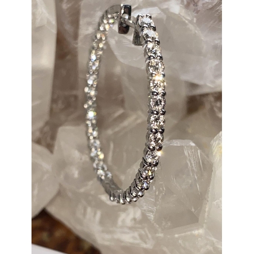 133 - A PAIR OF BEAUTIFUL 18CT WHITE GOLD DIAMOND HOOP EARRINGS, these earrings are exceptionally well mad... 