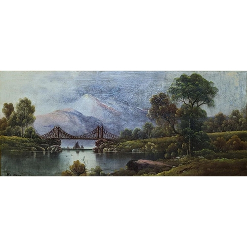 147 - A LARGE 19TH CENTURY OIL ON CANVAS, depicting a riverscape, signed lower left, in decorative gilt fr... 