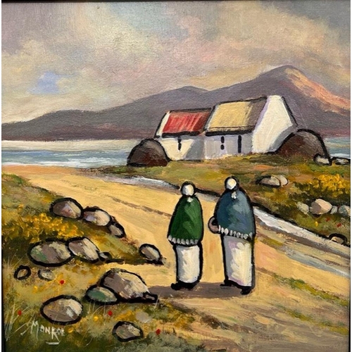 148 - DES MONROE (Irish, 20th Century), ‘SHAWLIES’, oil on canvas, signed lower left. Dimensions: 18cm x 1... 