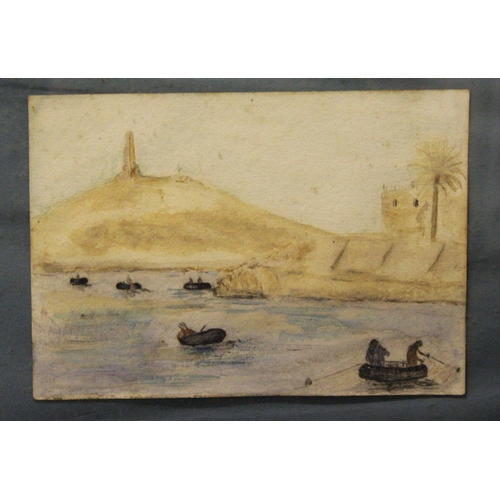 153 - A PAIR OF FRAMED WATERCOLOURS, (i) & (ii) 'SCENES ON THE NILE', seven watercolour images in total, p... 