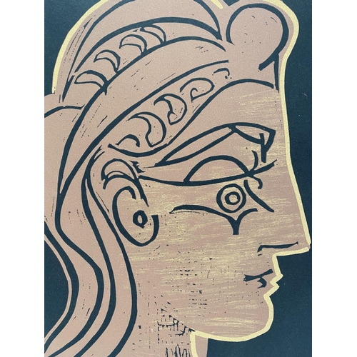 154 - AFTER PABLO PICASSO (1881-1973), “TETE DE FEMME DE PROFIL”, coloured print reproduction, after Picas... 