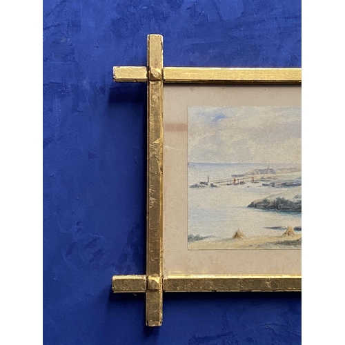 155 - A GILT FRAMED 19TH CENTURY WATERCOLOUR, “COASTLINE”, watercolour on paper, 31cm x 23cm approx. image... 