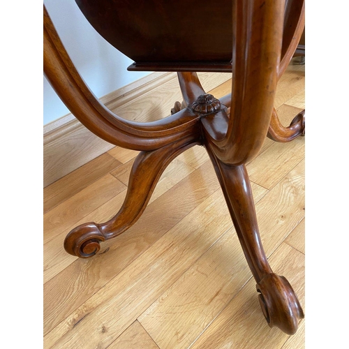 30 - AN EXCELLENT VICTORIAN BURR WALNUT GAMES TABLE, shaped top with draught board and backgammon to inte... 