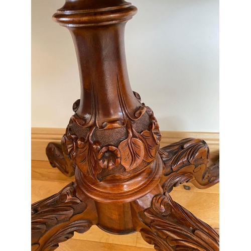 38 - A VICTORIAN BURR WALNUT CARD TABLE, with serpentine front, with green baize to interior, standing on... 