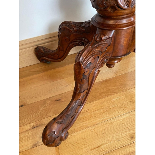 38 - A VICTORIAN BURR WALNUT CARD TABLE, with serpentine front, with green baize to interior, standing on... 