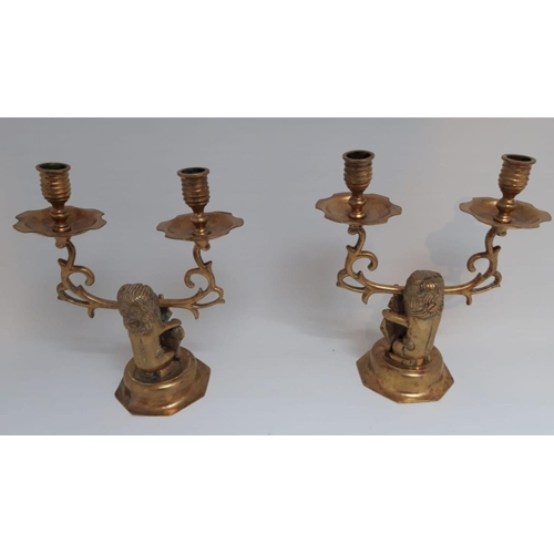 68 - A WONDERFUL PAIR OF DUTCH 19TH CENTURY CANDLEABRA, each with two branches, supports featuring the Am... 