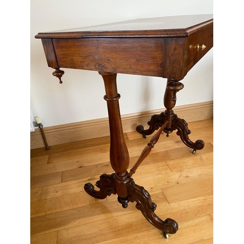 7 - A WILLIAM IV ROSEWOOD SIDE/LAMP TABLE, with single drawer, turned legs supported by cross stretcher,... 