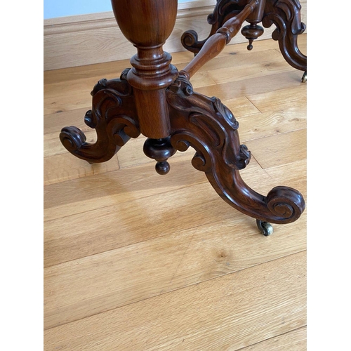 7 - A WILLIAM IV ROSEWOOD SIDE/LAMP TABLE, with single drawer, turned legs supported by cross stretcher,... 