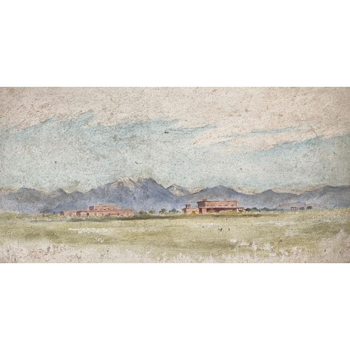 71 - IRISH SCHOOL, EARLY 20TH CENTURY, “LANDSCAPE WITH MOUNTAINS”, oil on board, 14in x 7.5in approx. boa... 