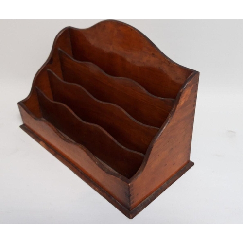 78 - A VICTORIAN MAHOGANY STATIONARY/LETTER RACK, with arched back, dimensions: 32cm wide x 20cm high x 1... 