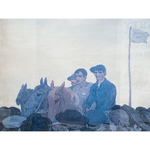 96 - AFTER JACK B. YEATS RHA (Irish, 1871–1957), ‘GALWAY RACES’ coloured print reproduction, artists name... 