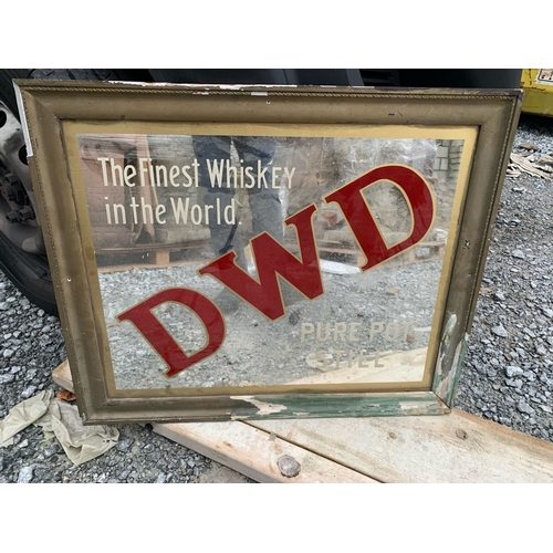 91 - AN ANTIQUE DWD MIRROR, reading ‘The Finest Whiskey in the World; DWD; Pure Pot Still’, dimensions: 2... 