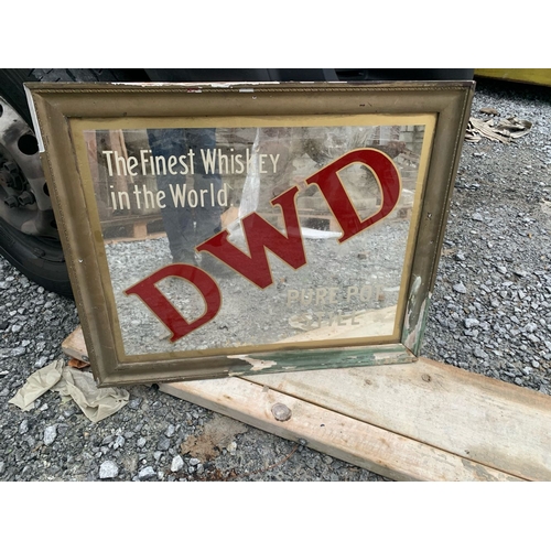 91 - AN ANTIQUE DWD MIRROR, reading ‘The Finest Whiskey in the World; DWD; Pure Pot Still’, dimensions: 2... 