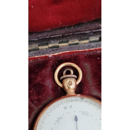 100 - A CASED GOLD POCKET THERMOMETER/’AUTOTHERMOGRAPHE’, late 19th / early 20th century piece, once engag... 