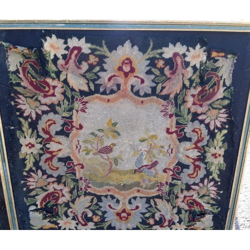 101 - A PAIR OF FRAMED ANTIQUE WOOLWORK TAPESTRIES, traditional designs with one featuring courting figura... 