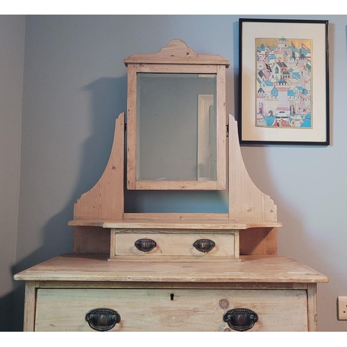 109 - A GOOD QUALITY VINTAGE PINE DRESSING UNIT, with a raised swing mirror to the back with a single draw... 