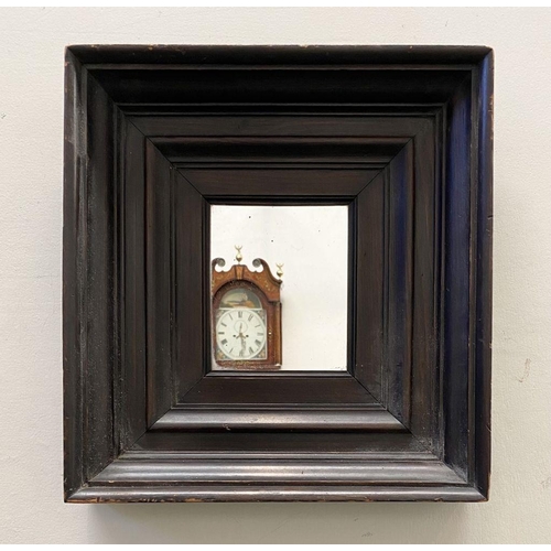 133 - AN ANTIQUE HARDWOOD SQUARE MIRROR, with shaped frame, dimensions: 38cm x 40cm approx frame