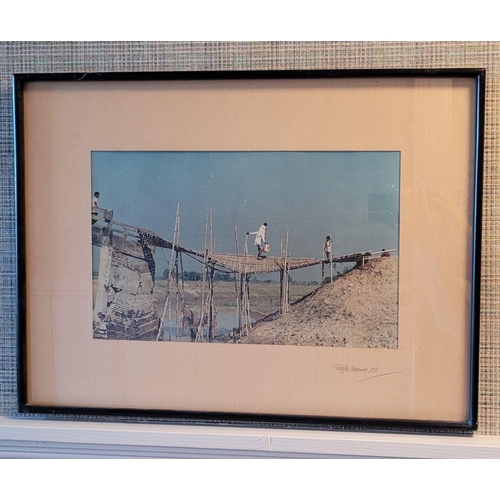 148 - RAJIB SHOME, BAMBOO BRIDGE, colour photographic print, signed on the mount lower right & dated 01. 5... 