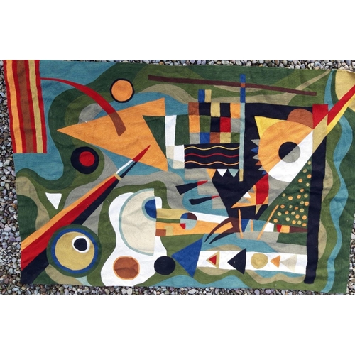 164 - A MODERNIST TAPESTRY WOOL WALL HANGING, in the style of Wassily Kandinsky (Russian, 1866-1944), depi... 