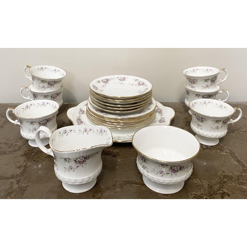 178 - A VINTAGE STAFFORDSHIRE FINE BONE CHINA TEA SET, hand decorated in the Elizabethan pattern, to inclu... 