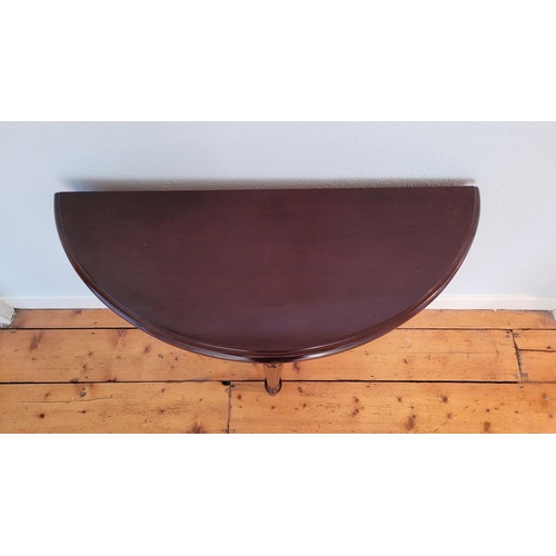 218 - A GOOD QUALITY DEMI-LUNE SHAPED SIDE / CONSOLE TABLE, contemporary piece of furniture in the antique... 