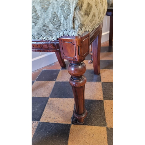 226 - A SET OF THREE VICTORIAN CHAIRS, each with a stuffed over padded seat with trim, the back with a pai... 