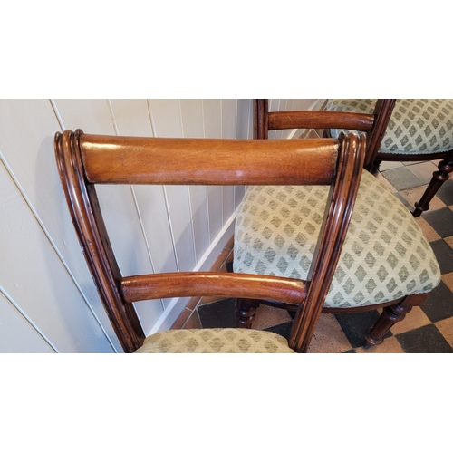 226 - A SET OF THREE VICTORIAN CHAIRS, each with a stuffed over padded seat with trim, the back with a pai... 