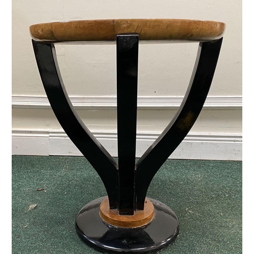 23 - AN ART DECO STYLE PEDESTAL CENTRE TABLE, in the style of Pierre-Emile Legrain, having circular top w... 