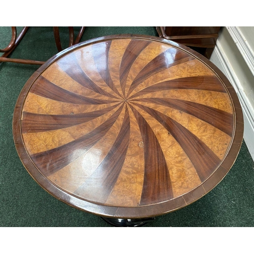 23 - AN ART DECO STYLE PEDESTAL CENTRE TABLE, in the style of Pierre-Emile Legrain, having circular top w... 