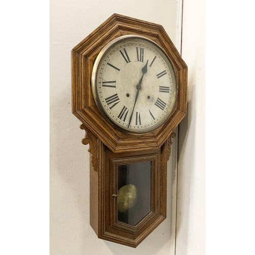 24 - A FINE AMERICAN ANSONIA WALL CLOCK, with white dial, roman numerals to clock face, reading ‘Manufact... 