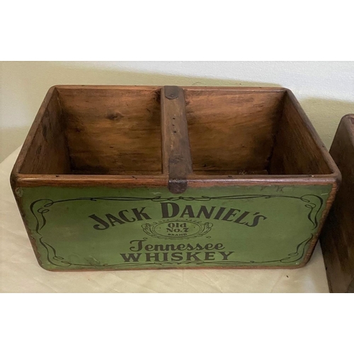 269 - TWO VINTAGE RELATED ADVERTISING BOXES, with two compartments, reading ‘Jack Daniels’ & ‘Macallan’. D... 