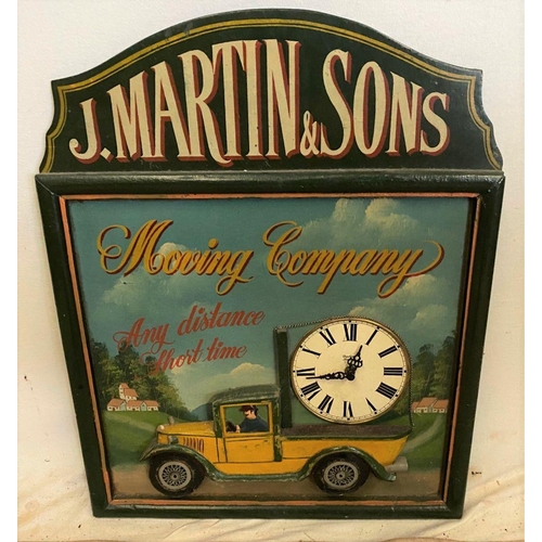 270 - A J. MARTIN & SONS ADVERTISING SIGN WITH CLOCK, with painted panel surrounding clock with roman nume... 