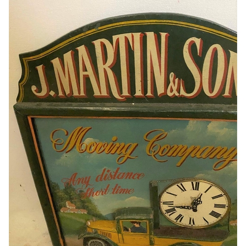 270 - A J. MARTIN & SONS ADVERTISING SIGN WITH CLOCK, with painted panel surrounding clock with roman nume... 