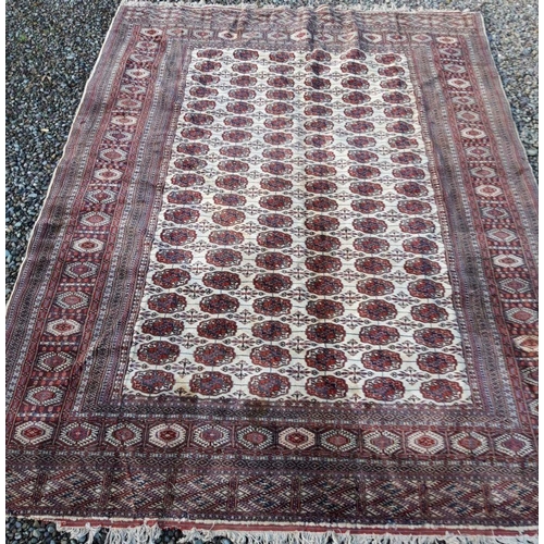 284 - AN EXCELLENT AUTHENTIC TURKOMAN RUG, with traditional design featuring repeat motif design to centre... 