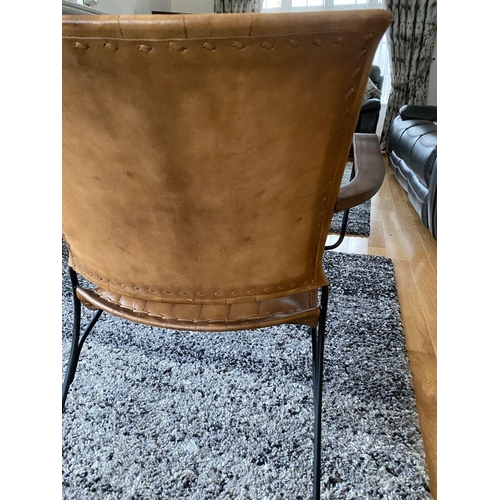 29 - AN EXCELLENT DESIGNER PAIR OF LEATHER AND STEEL ARMCHAIRS, seat and backrest upholstered with leathe... 