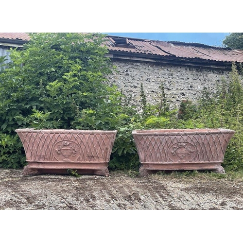 296 - A PAIR OF LARGE TERRACOTTA GARDEN PLANTERS, these pieces are very substantial in size, would make a ... 